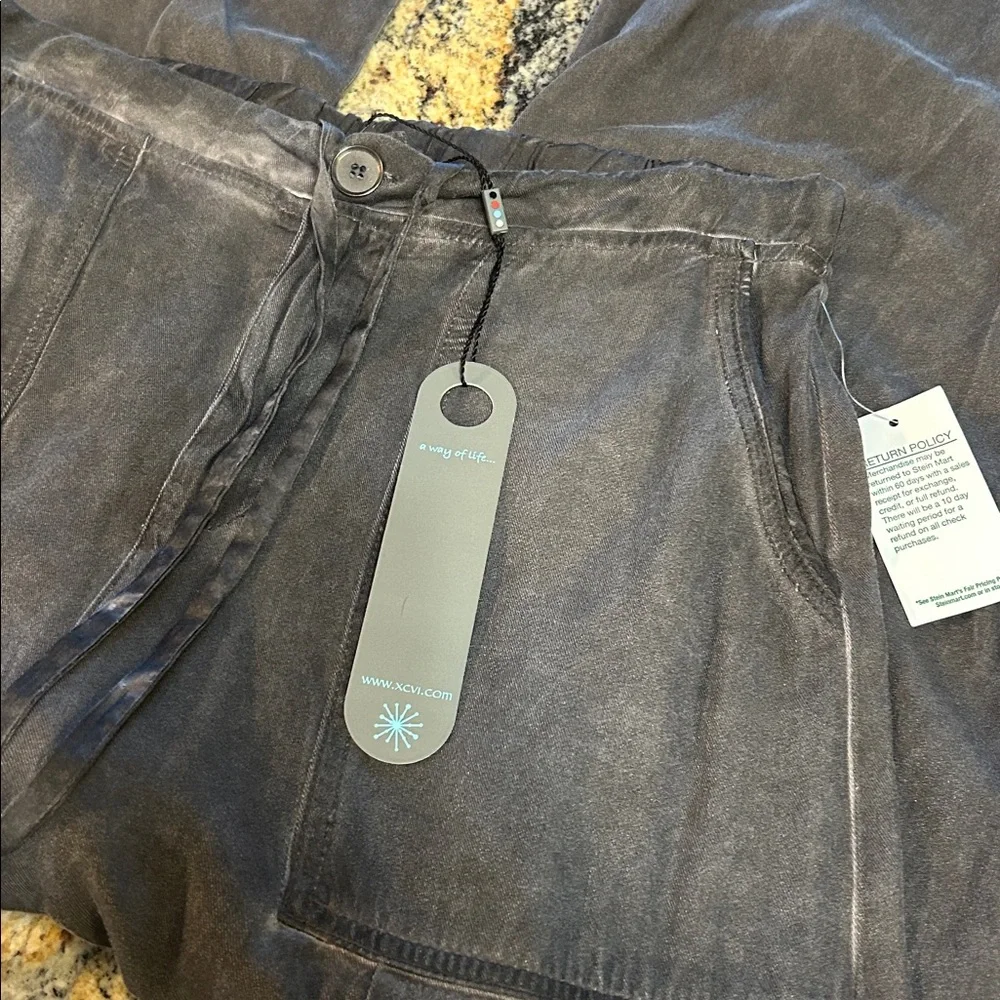 XCVI wide leg distressed drawstring wide leg pants medium gray - Picture 3 of 11